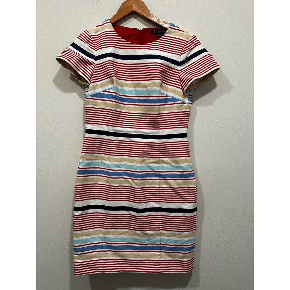 Brooks Brothers Womens Multi Color Striped Short Sleeve Sheath Dress Size 2